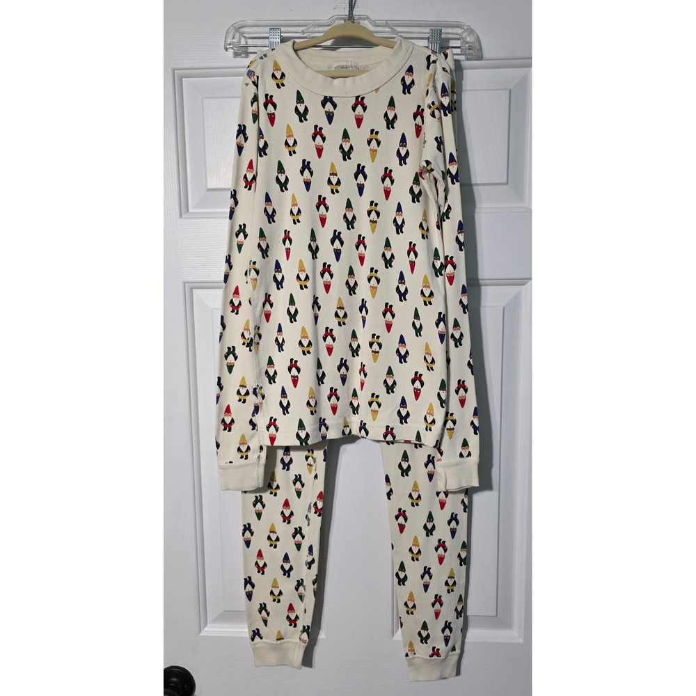 Hanna Andersson Kids Gnome Print Organic Cotton Pajama Set Cream Size 150 US 12